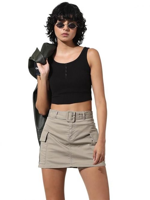 ONLY Women's Solid Slim Fit T-Shirt