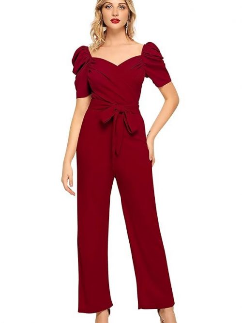 ILLI LONDON Women's Cocktail Maxi Jumpsuit (IL D-3840_Maroon_Medium)