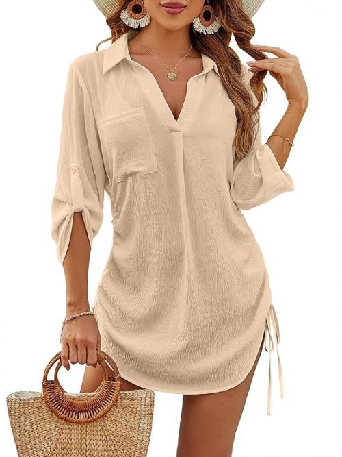 Blooming Jelly Women Swimsuit Cover Up Bikini Bathing Suit Beach Dress Shirt