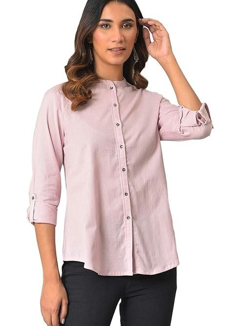W for Woman Women's Regular Fit Button Down Western Top