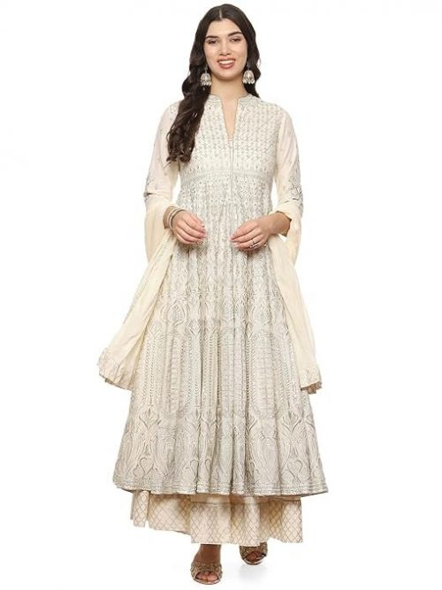 BIBA Women Cotton Blend Printed Readymade Lehenga Set